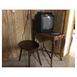 End table, stool and tv