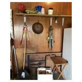 Contents on shelf and along wall: