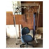 Clothes-wardrobe rack, garment bag and chair