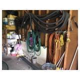 Hoses, extension cords, flower bed decor,