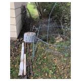 Tub, t-posts, tomato cages, woven wire,