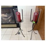 Wrought iron candle holders (2), battery