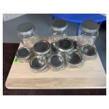 Cutting board, storage jars