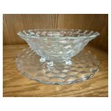 Fostoria crystal pedestal serving bowl, cake