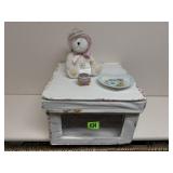 Boyds teddy bear, antique hand painted plate,