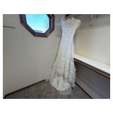 Vintage wedding dress, veiled hat