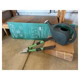 Garden supplies, pruner, watering can, leaf &