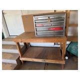 Wooden workbench, no contents included