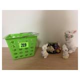 Easter decorations, candle, bunnies