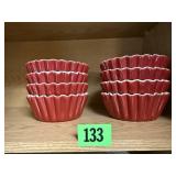 Crate & Barrel red fluted bowls (8)
