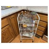 Rolling storage rack, jars & contents included