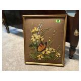 Vintage butterfly needlepoint artwork
