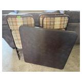 Card table, plaid padded folding chairs (4)