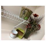 Floral arrangement, buckets, basket