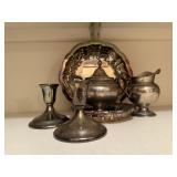 Sterling silver cream & sugar, silver plated