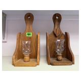Wood crafted votive wall sconces (2)