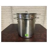 All Clad stainless stock pot, colanders