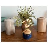 Stoneware vases, florals