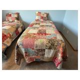 Twin bed, frame, mattress, box springs, bedding