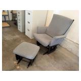 Grey glider rocker, matching ottoman