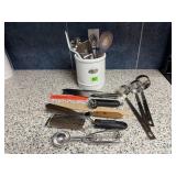 Utensil crock, contents included