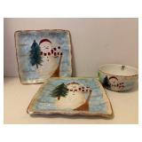 Snowman dishes, plates, bowl