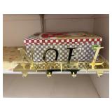 Noel stocking hangers, storage box