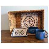 Boho, pottery dishes, basket