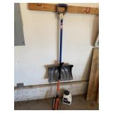 Snow shovel, ice scraper, ice melt