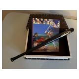 Giants souvenir bat, baseball photo book, storage