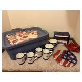 Patriotic dishes, cookbooks, tote