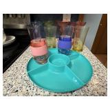 Plastic drinking glasses, margarita glasses,