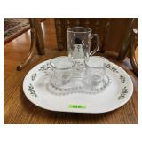 Corelle platter, snowman mug, cream & sugar set