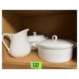 White Pampered Chef, Crate & Barrel dishes,