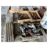 Pallet with air tank, two toolboxes, air, guns,