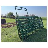 Seven corral panels, and walk-through gate, 10