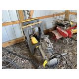 Lot with sawhorses, sprayer, and Kobalt air