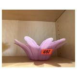 Pink blown glass dish