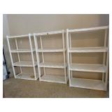 Plastic storage shelves (3)