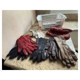 Basket of gloves, leather mittens