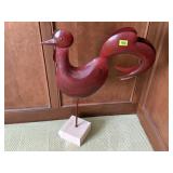 Metal red rooster stand