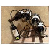 Wrought iron wine rack, contents included