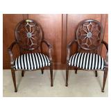 Striped upholstered arm chairs (2)