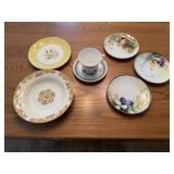 Assorted china dishes, bowl, plates, cup & saucer