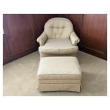 Yellow easy chair, matching ottoman included