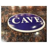 Cave metal doorplate sign
