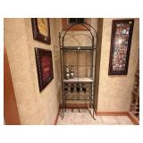 Metal wine rack, contents included