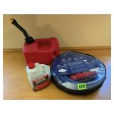 Jumper cables, fuel can