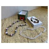 Beaded jewelry, necklaces (2), bracelet