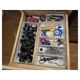 Office supplies, clips, pens, adhesives